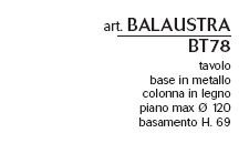 Schema Tavolo: Balaustra BT 78 Tondo