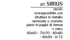Schema Tavolo: Sirius 